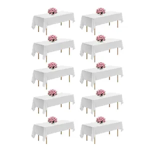 VEVOR White Tablecloths for Rectangle Tables, 10 Pack, 60 x 102 Inches, Reusable and Machine Washable Table Clothes, Wrinkle-Resistant Polyester Fabric Table Covers for Wedding, Party, Banquet