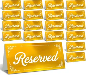 Gold Reserved Table Signs For Wedding - 18 Reserved Seating Signs, Double Sided Table Reserve Sign For Wedding, Paper Tent Card For Reception And Ceremony, Restaurants, Event