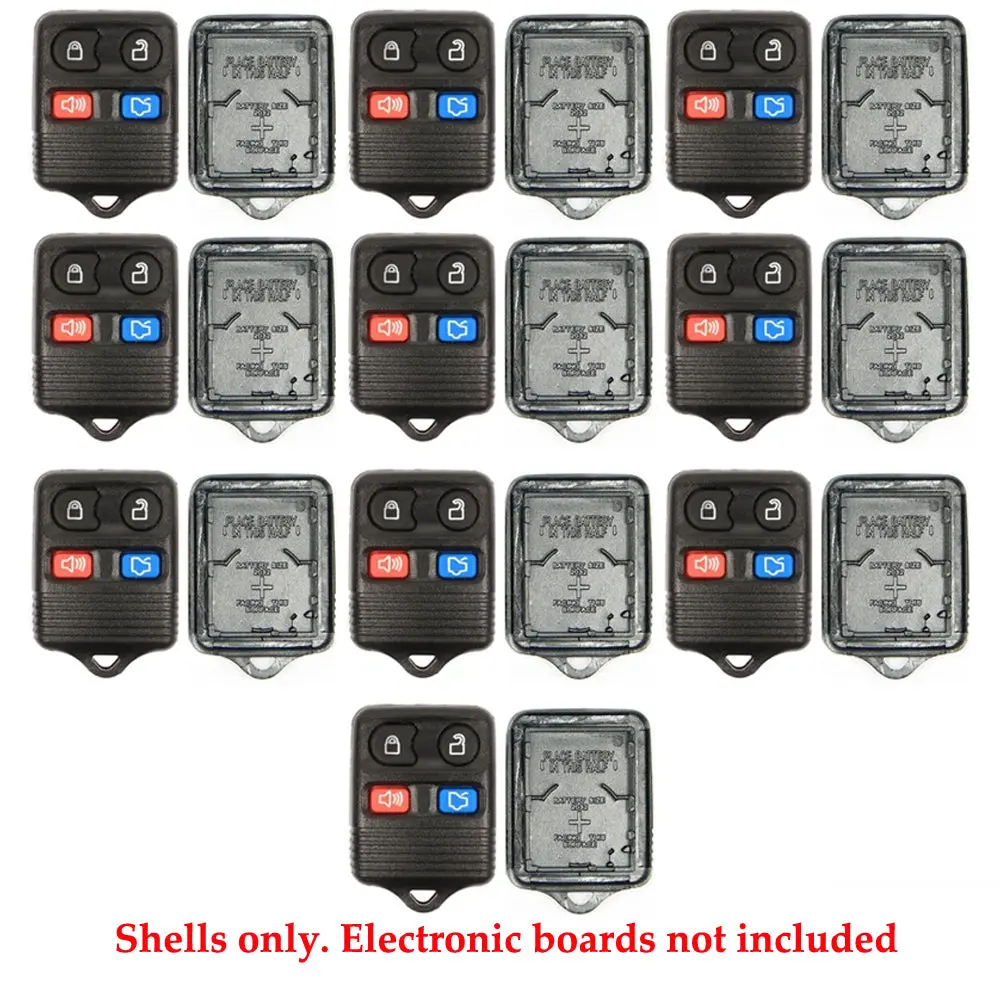 10-Pack 4-Button Replacement Key Fob Shell with Car Key Holder, Automotive Accessory for 2004-2011 Ford Vehicles