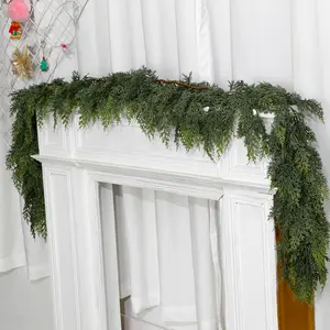Real Touch Cedar Garland - Artificial Christmas Garlands Faux Green Cedar Fake Pine Needles Garland for Fireplace,Table, Stairs, Mantle, Window,Indoor Outdoor,Home,Holiday Decor
