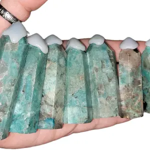 Polished, Natural Blue Amazonite Obelisk Crystals