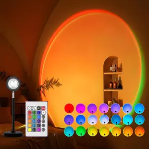 Sunset Lamp Projection 180 Degree Rotation LED Light with Push Button Switch Control for Party Bedroom Decor Multi-Color Options