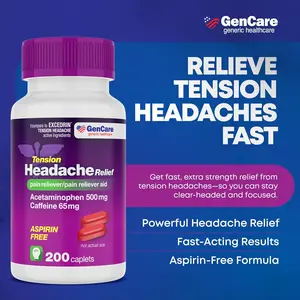 GenCare Headache Relief Caplets | Extra Strength & Tension Headache Relief | 200 Count Value Pack