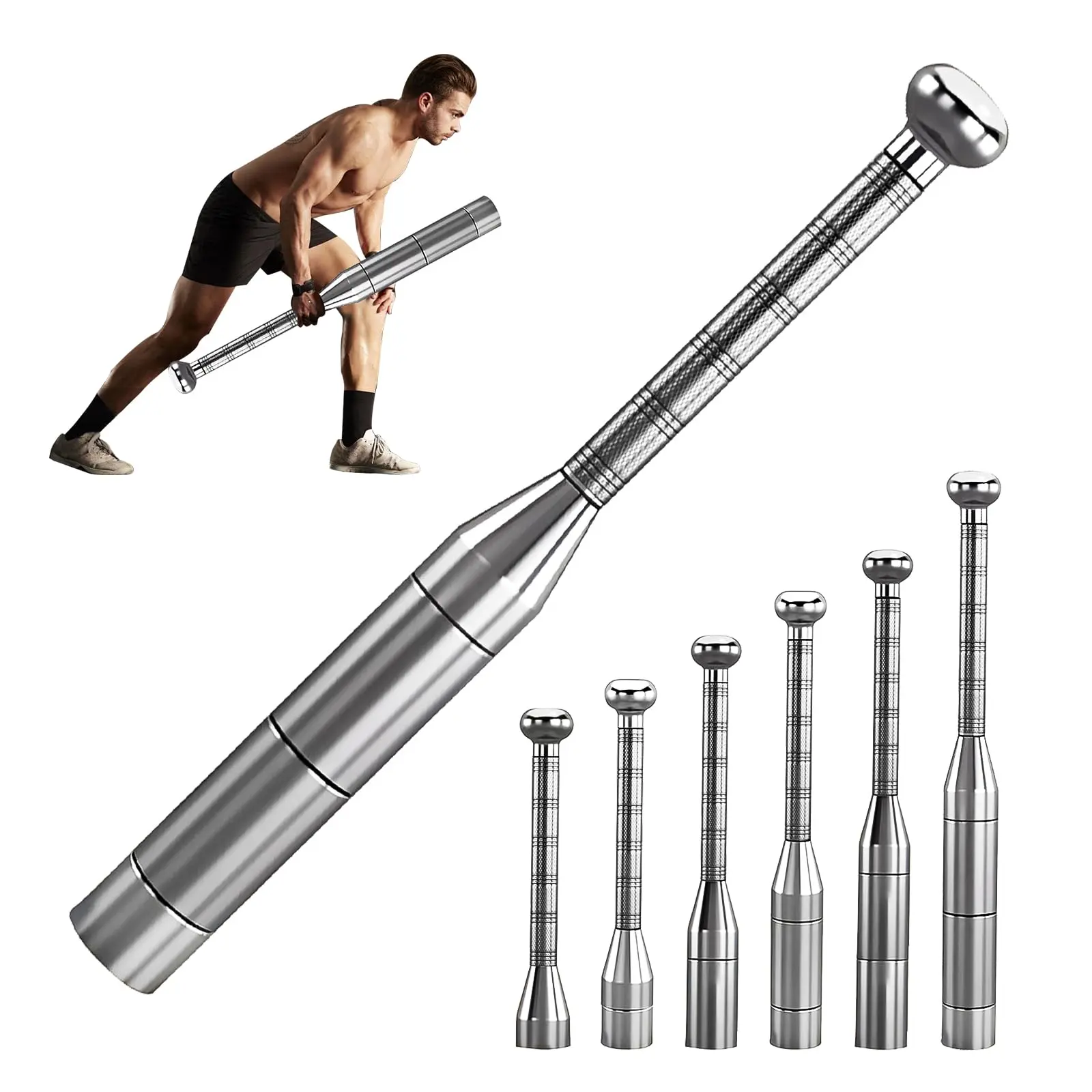 Adjustable Steel Macebell Clubbell Barbells - 6-in-1 Premium Full Body Strength Training Tool, 6.5-17.5 lbs Adjustable Weights, Compact & Space-Saving, Enhances Core Explosive Power, Includes Forearm Strengthener & Grip Tester, Workout Equipment, Hands