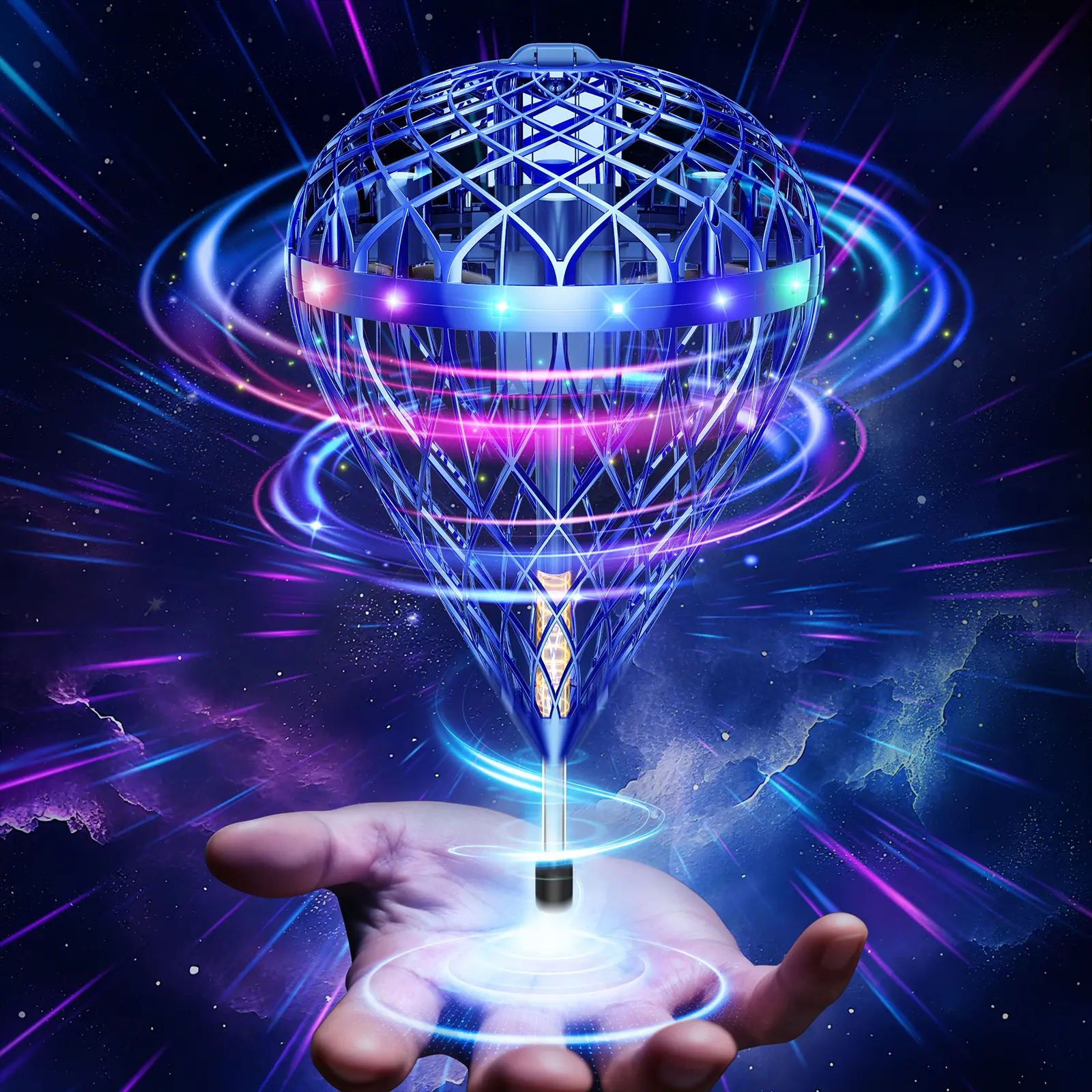 Flystars Motion Control Flying Orb Ball Drone – 360° Flip & Trick Hover Ball Spinner, Hand-Controlled Mini Drone for Kids Ages 6+ & Adults, Indoor/Outdoor Galaxy Toy, Fun Gift for Halloween, Easter & Christmas