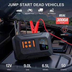 Anqva Q3 Jump Starter with Air Compressor, 3000A Portable Car Battery Booster (9.0 Gas/6.5L Diesel) with 150PSI Auto-Shutoff Tire Inflator, 12V Supersafe Lithium Jump Box Car Battery Jumper Starter