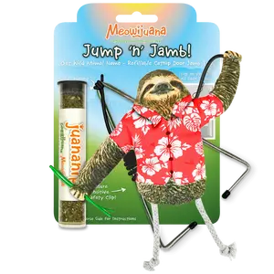 Jump 'n' Jamb Get Wild Sloth Refillable Cat Toy - Interactive Plush Cat Toy
