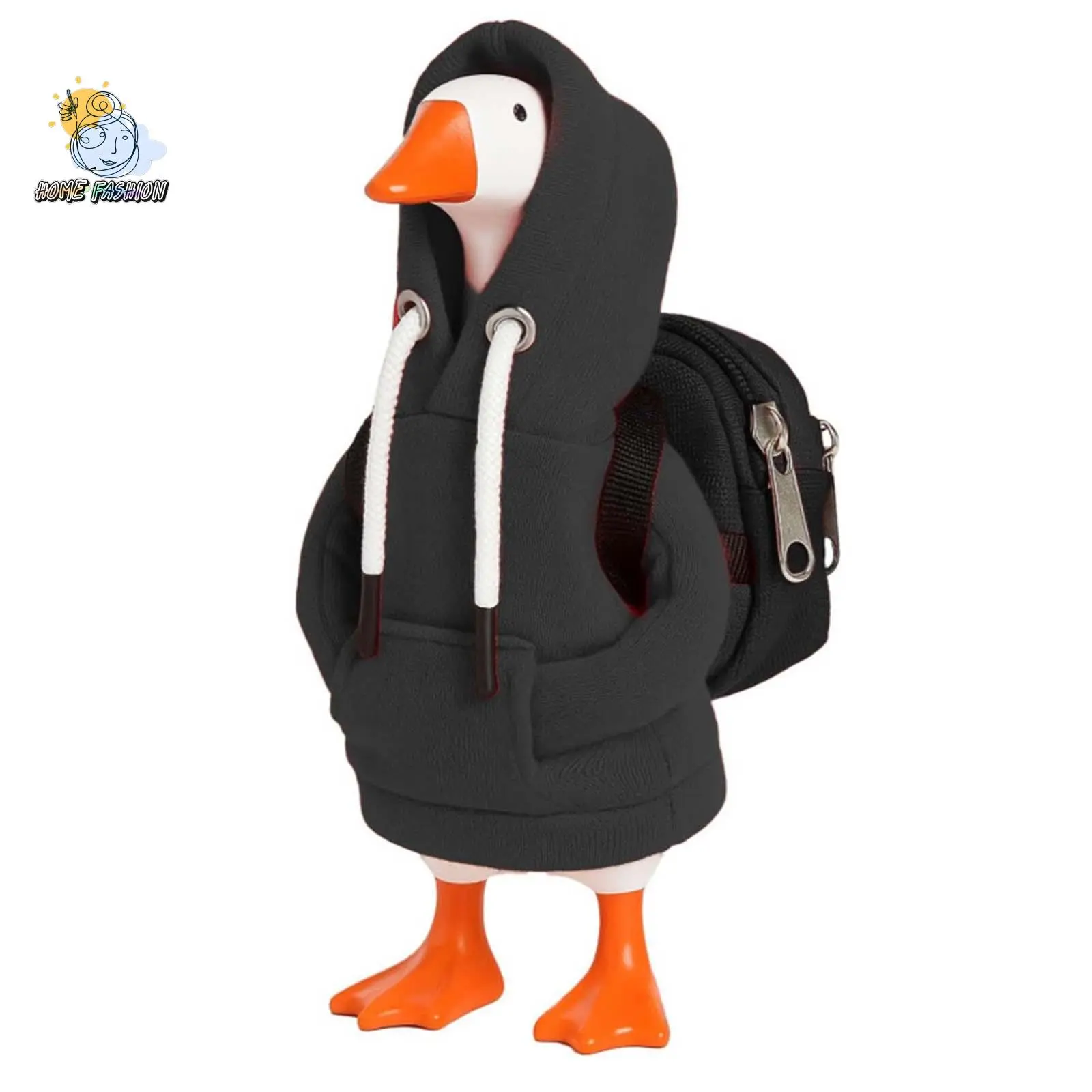 Desk Goose Figurine Costume Set, Funny Hooded Sweatshirt with Matching Backpack, Animal Design Multicolor Decor for Office Home Shelf