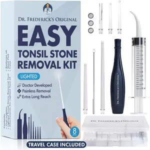 Dr. Frederick’s Original Easy Tonsil Stone Remover Kit - Fast Painless Tonsillolith Removal Tool - Fight Bad Breath - Pick and Oral Irrigator - 8 Pieces