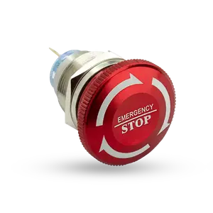 Shopcorp Aluminum Emergency Push Button with Cable, 1 N/O and 1 N/C - 16mm Waterproof Latching Switch