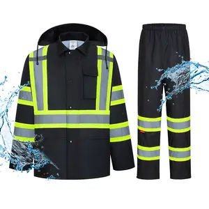ProtectX Hi Vis Rain Suit for Men Waterproof Class 3 High Visibility Reflective Safety Rain Jacket Pant Set Rain Coat Workwear