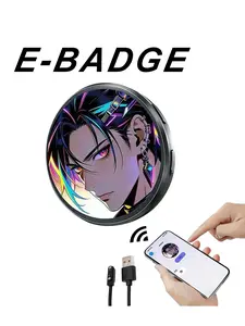 1.5 Inch Digital LED Display Badge with Touchscreen, Customizable Anime Style Pin, Smart Button for Football Party, Mother's Day, Cosplay, Fan Events, Lapel Pins