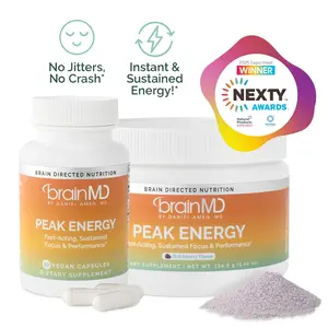 BrainMD - Peak Energy Capsules - Fast-Acting, Sustained Focus and Performance - 30 capsule Fitness Supplement