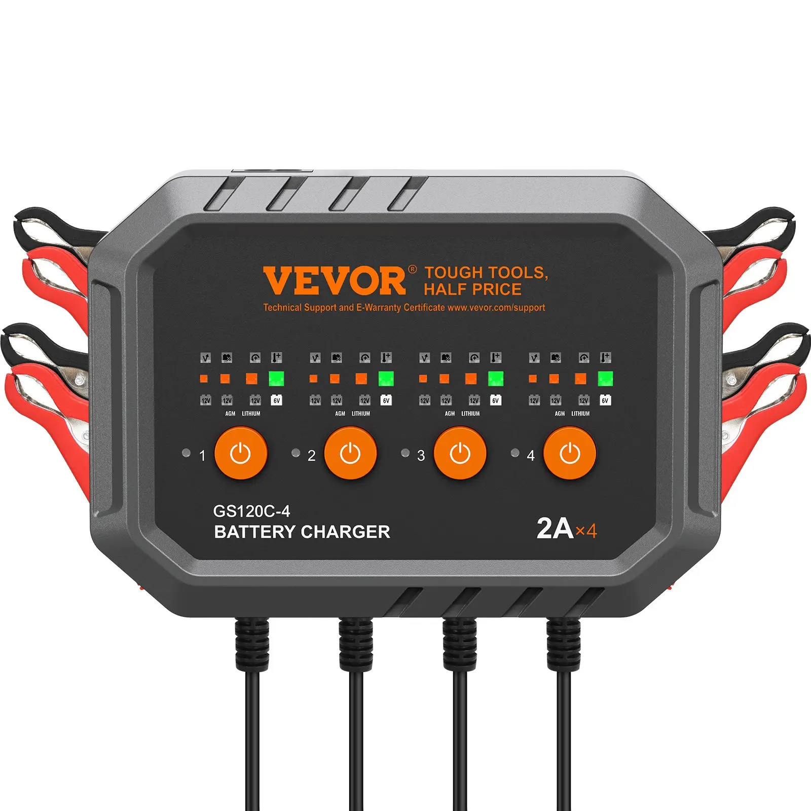 【Summerfinds】VEVOR Compact A-8amp Model Smart Battery Charger with Copper Wires, Force Mode Revive, Desulfator for Truck, Car, Boat, Lawn Mower - Fully-Automatic Maintainer for LiFePO4, Lead-Acid (AGM/Gel/SLA) Batteries - Home Improvement Electrical Tool