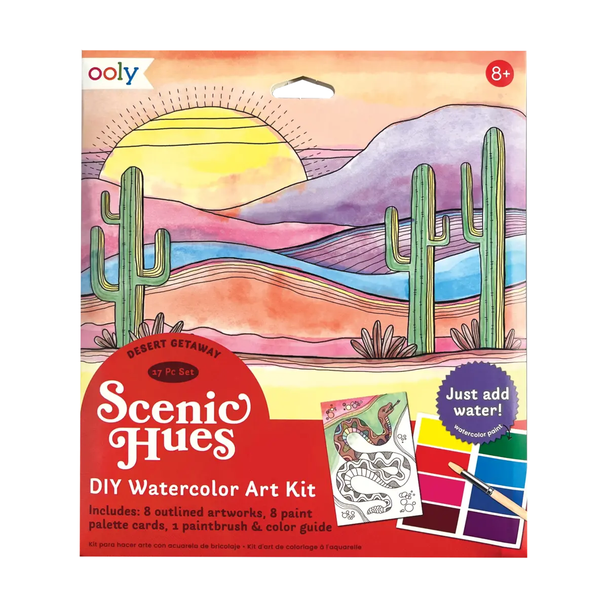 Scenic Hues DIY Watercolor Postcard Art Kit - Desert Getaway - 8 Cards
