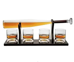 Baseball Gifts for Men, Baseball Bat Whiskey & Wine Decanter 4 Glasses, Spirits Set - Baseball Coach Gifts, Baseballs Lovers Coaches, Dad, Boyfriend, Brother, Friend Gift - Birthday Liquor Tequila