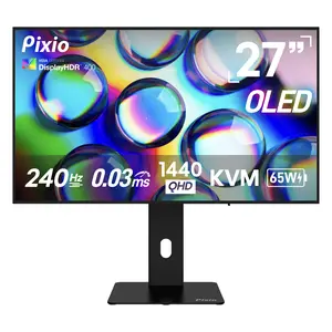 Pixio PX277 OLED Max V2 27 inch 240Hz Refresh Rate QHD Wide 1440p Resolution WOLED Display 0.03ms GTG Response Time Adaptive Sync KVM Switch Gaming Monitor