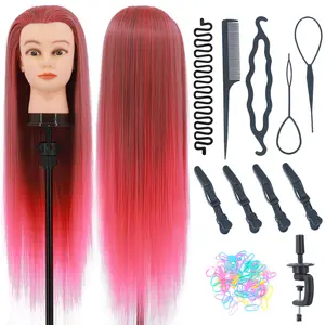 Mannequin Head with Hair, Doll Head for Hair Styling Training, Manikin Practice Cosmetology, Braiding Heads with Clamp Holder