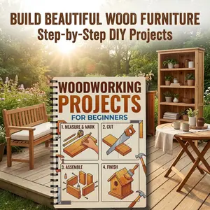 Woodworking Projects for Beginners - Step-by-Step DIY Guide Book, Easy-to-Follow Wood Craft Plans, No Experience Needed, Make Home & Garden Furniture, Woodworking Tutorials