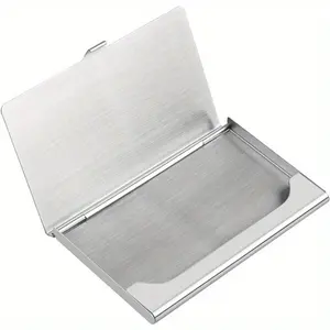 Thin Business Card Holder for Men and Women, Pocket Metal Card Case, Card Organizer, Stainless Steel Material, Snap Button Closure, Office Accessories