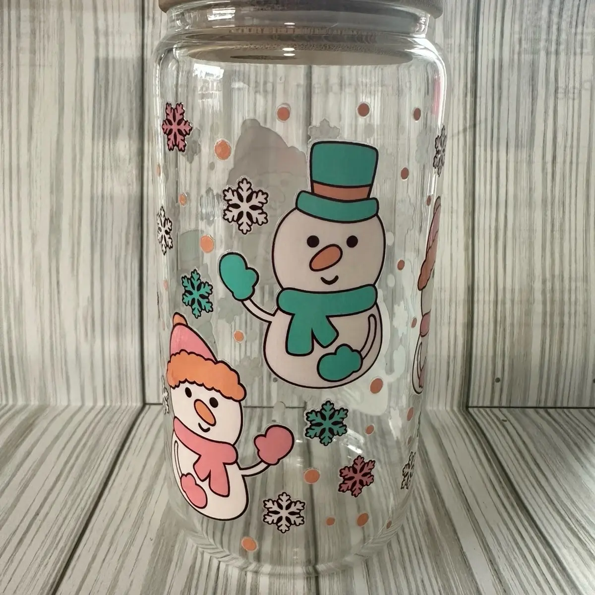 Snowman glass cup