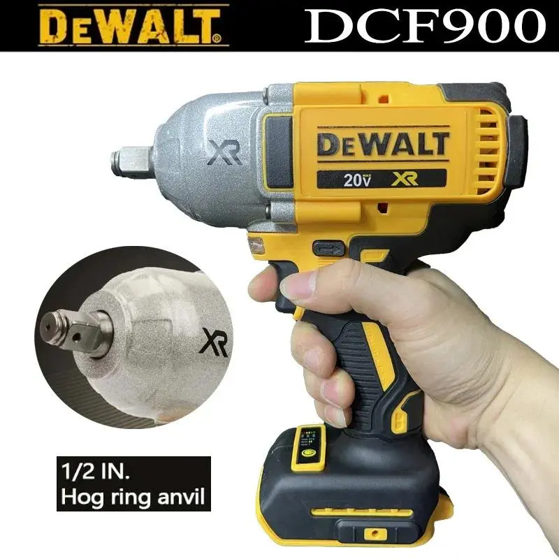 DEWALT DCF900 20V XR Brushless 900N High Torque Impact Wrench 1/2 Inch Hog Ring Anvil For Truck Tire Dismantling Heavy Vehicle Repair And Steel Frame Installation Four Speed Mode Delayed LED Lamp And Precise Control Function power tool away design car