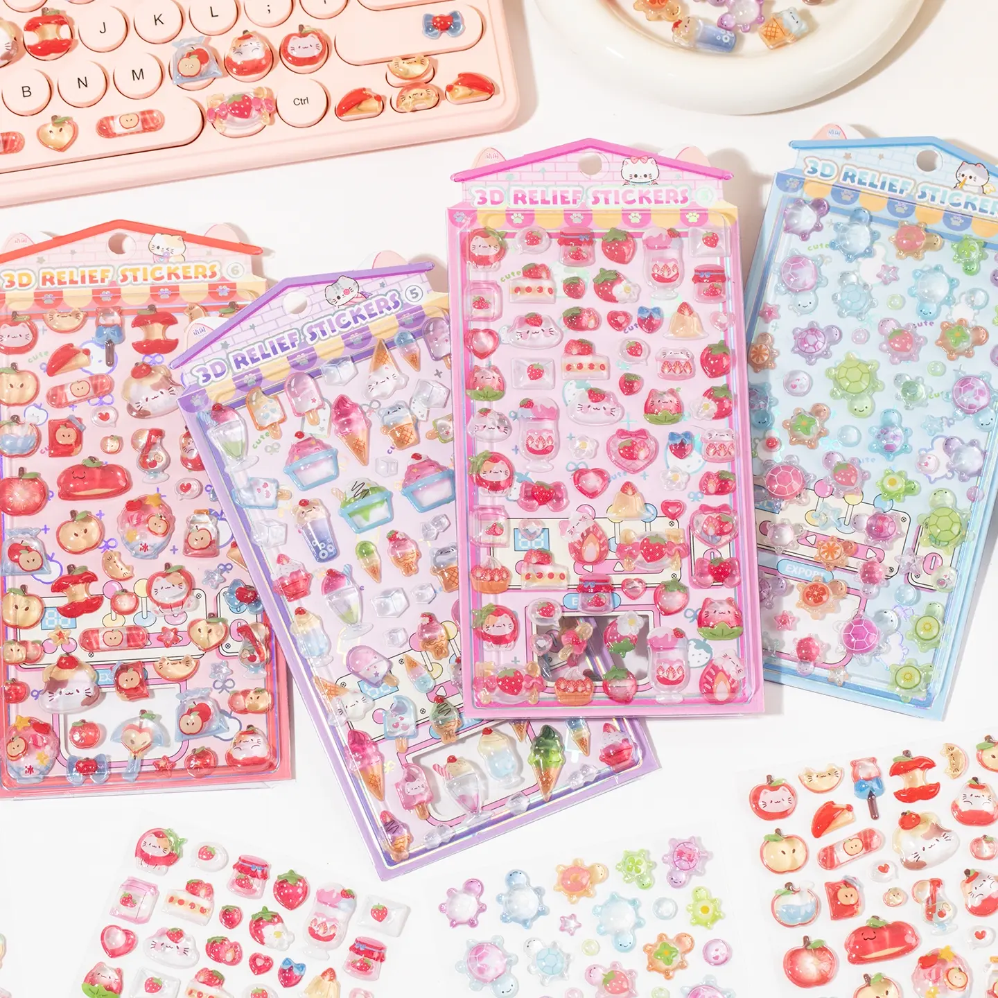 Sweet Candy Party Series Stickers, PVC Material, Diary Journal Phone Case Photo Frame Decoration, 1 Sheet Per Bag