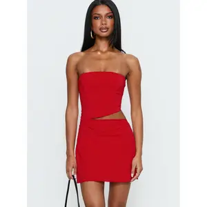 Jasira Strapless Drape Mini Dress Bold Red Jasira Strapless Drape Mini Dress Bold Red