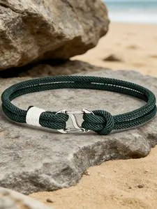 Nautical Anchor Braided Rope Bracelet, Minimalist Ocean Style Adjustable Waterproof Wristband, Unisex Daily Wear & Beach Vacation, Waterproof Durable Jewelry, Adjustable Minimalist Bangle