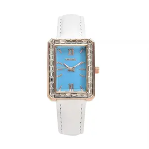 Strada Crystal Japanese Movement Gemstone Dial Watch with Faux Leather Strap (33x26mm) .0-8.0" Birthday Christmas Gifts