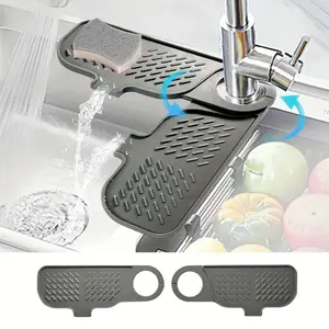 Adjustable Rotating Faucet Splash Guard, High Angle Sink Splash Guard, Bathroom Kitchen Countertop Pad, Set of 2, Water Splash Guard, Water Splash Proof