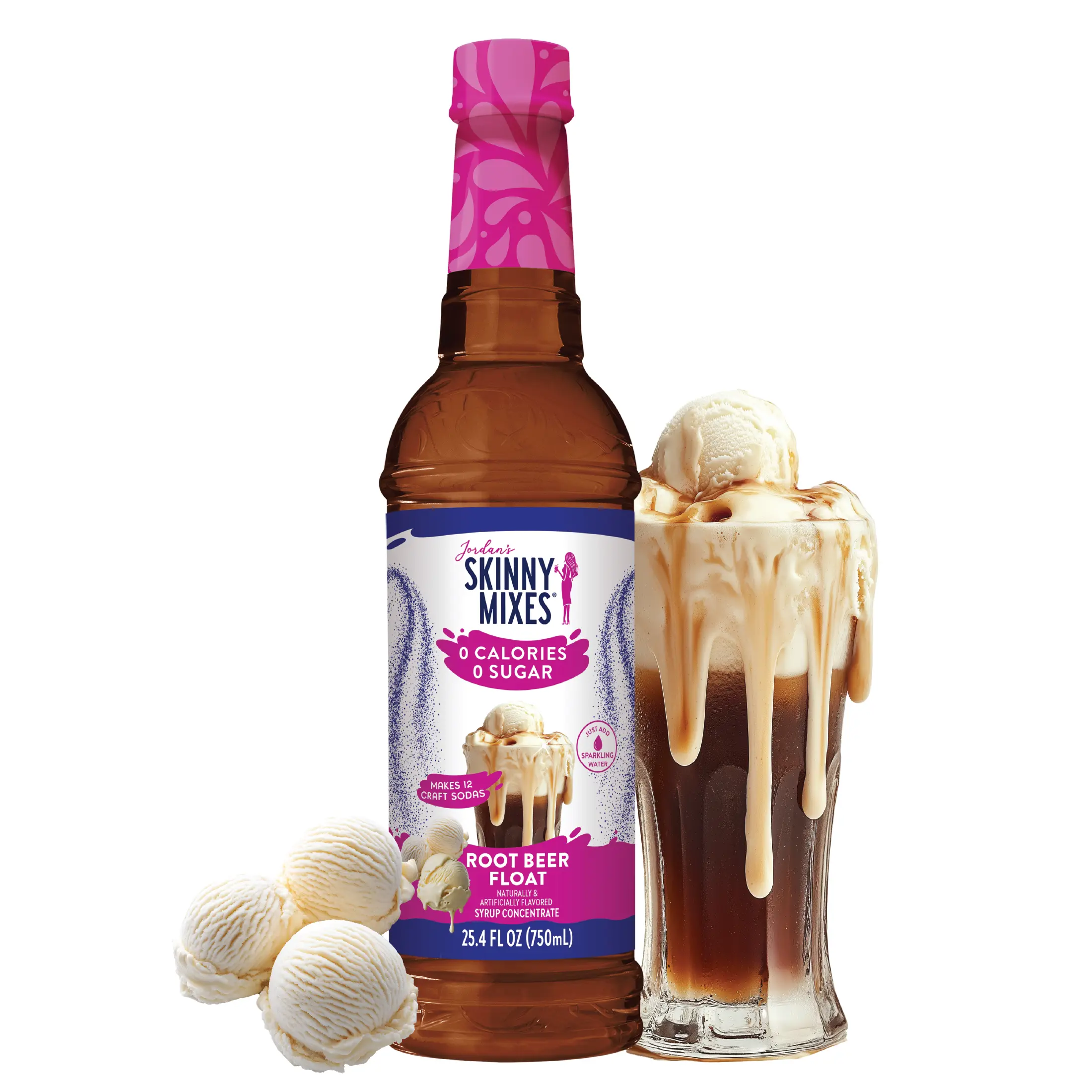 Jordan's Skinny Mixes Sugar-Free Root Beer Float Flavored Syrup, Sugar-Free Beverage Syrup for Drinks, Flavored Syrups