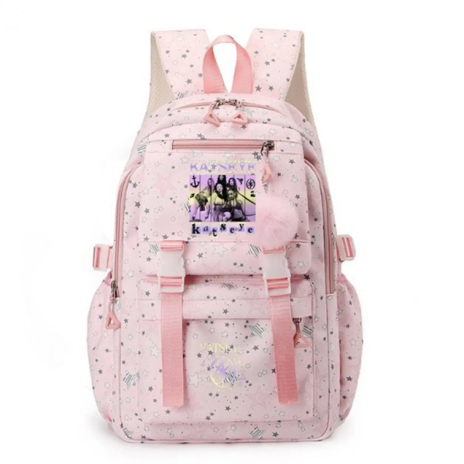 Katseye Casual Laptop Shoulders Backpack Hiking Travel Rucksack Daypacks 17 Inch