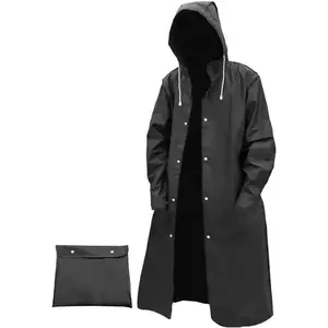 Matte Raincoat & Rain Jacket, Waterproof Rainproof Extra Long Hooded Raincoats, Poncho for Commuters Camping Hiking Travelling, Unisex, Lightweight Rain Coat