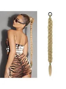 24-inch Single Pack Ponytail Fishtail Braid Hair Extension, Soft Braided Synthetic High-Temperature Fiber, Boxer Braid, Wrap Ponytail Hair Tie, Daily Versatile Fashion Hair Accessory for Women