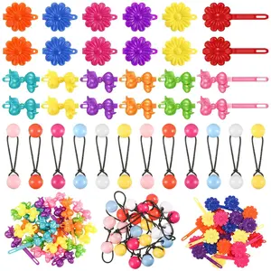 SQ-HDW161 60 Pcs Self Hinge Hair Barrettes Ball Bubble Hair Accessories for Girls Set Plastic Girls Barrettes Clips Assorted Elastic Ponytail Holder Toddler Ball Ties(ovely Style)