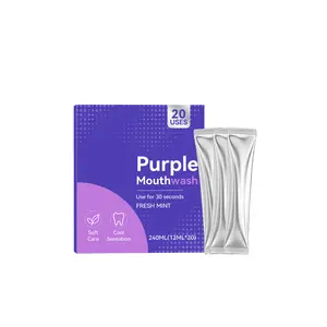 Purplefor Mouthwash Teeth Whitening, Color Correcting Whitening Mouthwash with 20 Portable Sachets, Travel Mouthwash for Fresh Breath & Brighter Looking Teeth, Alcohol Free Gentle Oral Care