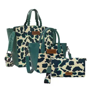 Wrangler Cow Print 3PCS Set Top-Handle Handbags& Crossbody Bag&Wallet for Women Fall Purse Commute Bag Everyday Use