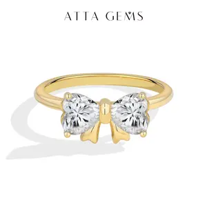 ATTAGEMS Bow Design 1.6ct/0.8ct Heart Cut Lab-Grown Moissanite Ring Heart Shape Ruby Ring for Women 925 Sterling Silver Rings Engagement Daily Wear Party Birthday Gift Jewelry Summervibes R401 summerwins
