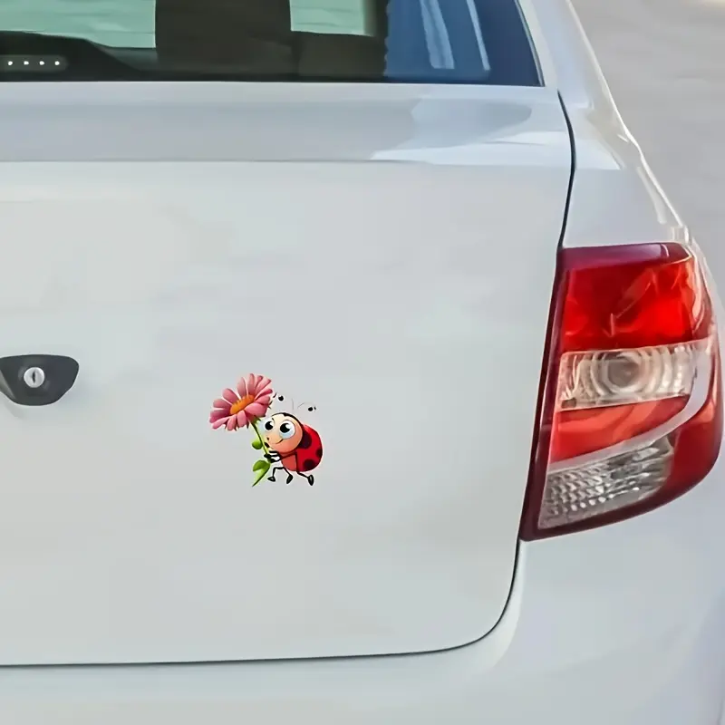 1PC Exquisite and Cute Seven Star Ladybug Car Sticker Decoration Windshield Bumper Sticker Car Parts Transfer Gift Car Decals Vehicle Exterior Decoration