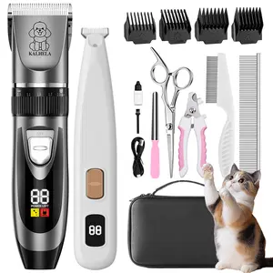 Dog Clippers and Paw Trimmer Kit 2 in 1 Low Noise Cordless Grooming Set for Small & Large Dogs Cats with Versatile Trimming Tools
