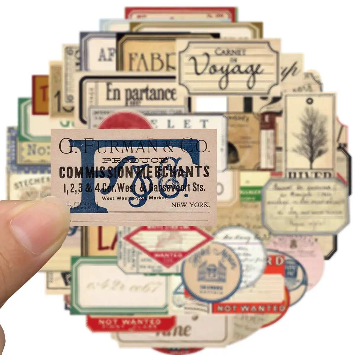 Vintage Sticker, 50pcs/set Nostalgia Retro Sticker, Scrapbooking & Journal Making Material Paper, DIY Decorative Sticker for Stationery Computer Water Bottle, Adhesive Stickers, Aesthetic Stickers