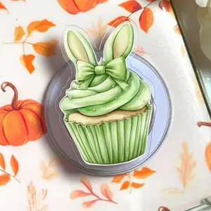 Cute Bunny Cupcake Magsafe Phone Grip – Pastel Green Dessert Magnetic Pop Socket & Kickstand – Sweet Gift for Girls