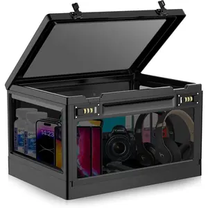 Extra Large Combination Lock Box for Medication Storage, Lockable Safe Box for Phone Video Games Snacks Food, Locking Cabinet for Home Office (Black)