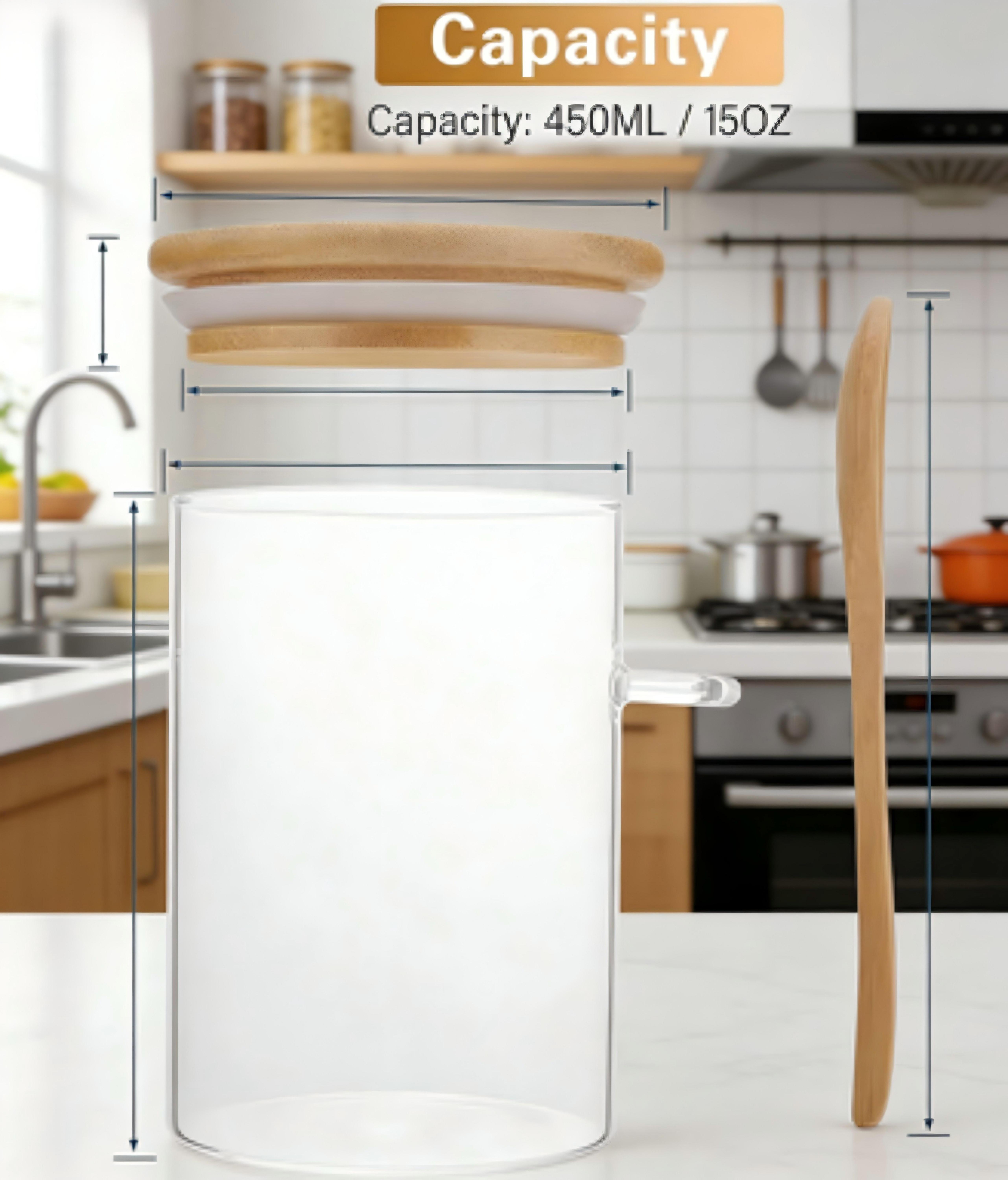 Set of 3 Glass Storage Jars with Airtight Bamboo Lids and Spoons, 15oz Glass Food Canisters for Kitchen Organization, Ideal for Coffee Beans, Tea, Flour, Salt, Nuts, Candy, Cookies and More Set of 3 Glass Storage Jars with Airtight Bamboo Lids and Spoons, 15oz Glass Food Canisters for Kitchen Organization, Ideal for Coffee Beans, Tea, Flour, Salt, Nuts, Candy, Cookies and More