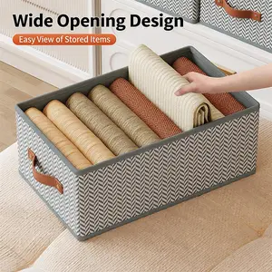 Herringbone Pattern Drawer Storage Box, No Dividers Large Capacity Clothes Organizer, Foldable Wardrobe Storage Bin for Jeans Sweaters Blankets, Multifunctional for Dorm Home, Bedroom Storage Organizer