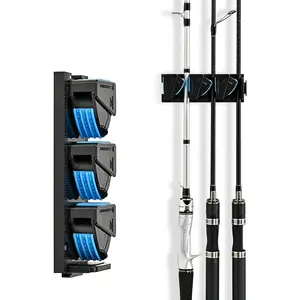 Fishing Rod Holder Vertical, Fishing Pole Holders for Garage, Fits 3-19mm Rod Diameter (3 Slots)