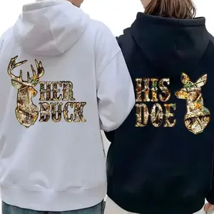 He Deer She Doe Hoodie Camouflage Hoodie Hunting Couple Hoodie Matching Deer and DOE Outdoor Couple Matching Gift for Birthday Christmas Valentine's Day