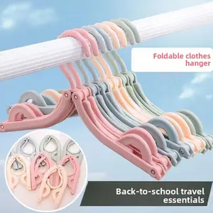4 Pack Foldable Travel Hanger, Anti-Slip Portable Clothes Hanger, Space Saving Plastic Hanger for Hotel Home Luggage, Folding Hangers
