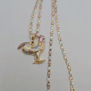 LUXURY NECKLACE with three colors Rooster fashion style gold-plated 20"inches